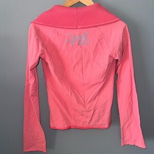 Y2K Diesel fold over neckline off the shoulder long sleeve embroidered top